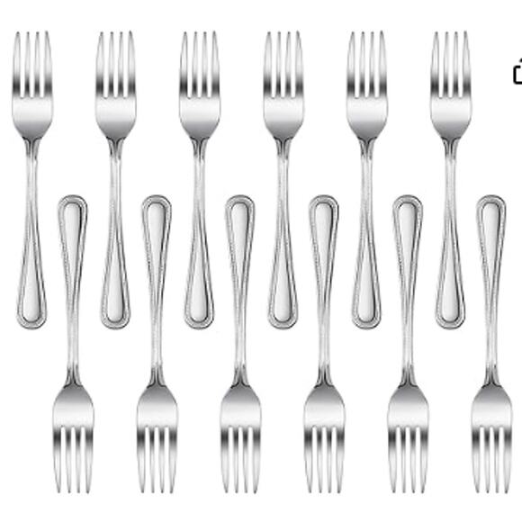 Set of 12 Bead Pattern 18/0 Stainless Steel, Dinner Fork - Picture 1 of 3